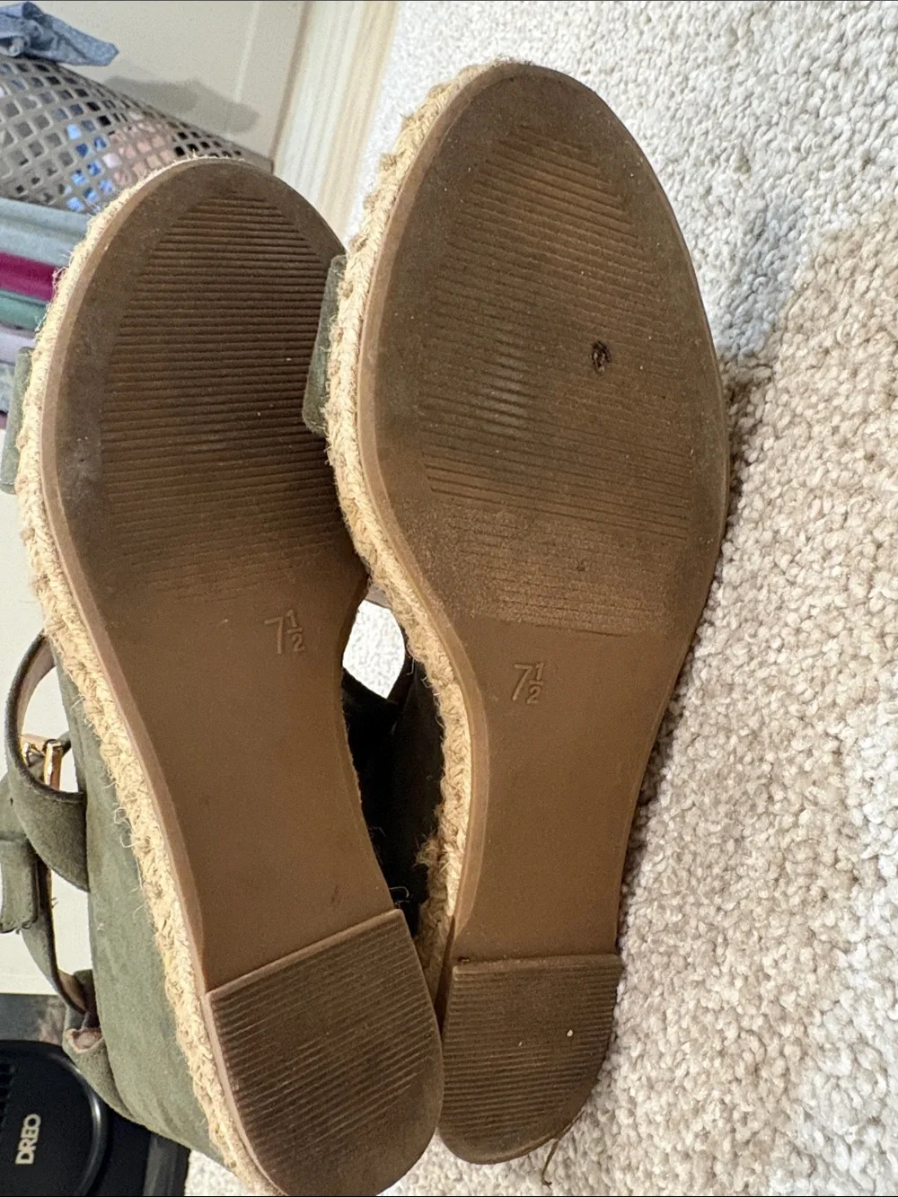 Merona Olive Suede Espadrille Wedge Sandals